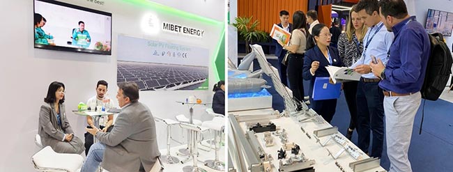 Gli ospiti scoprono i prodotti per il montaggio solare allo stand Mibet